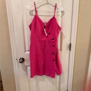 American Eagle Outfitters Hot Pink Button-Detail Mini Dress large nwt